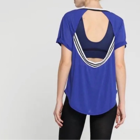 free people movement Tops - FP Movement by Free People Zephyr Open-Back Workout Tee in Blue size x-small